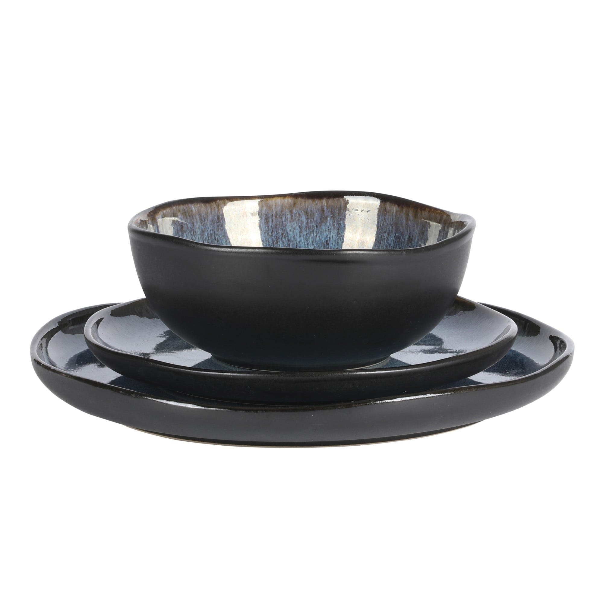 Gibson Soho Lounge Nardini 12 Piece (Service for 4) Plates and Bowls Reactive Glaze Dishes Stoneware Dinnerware Set