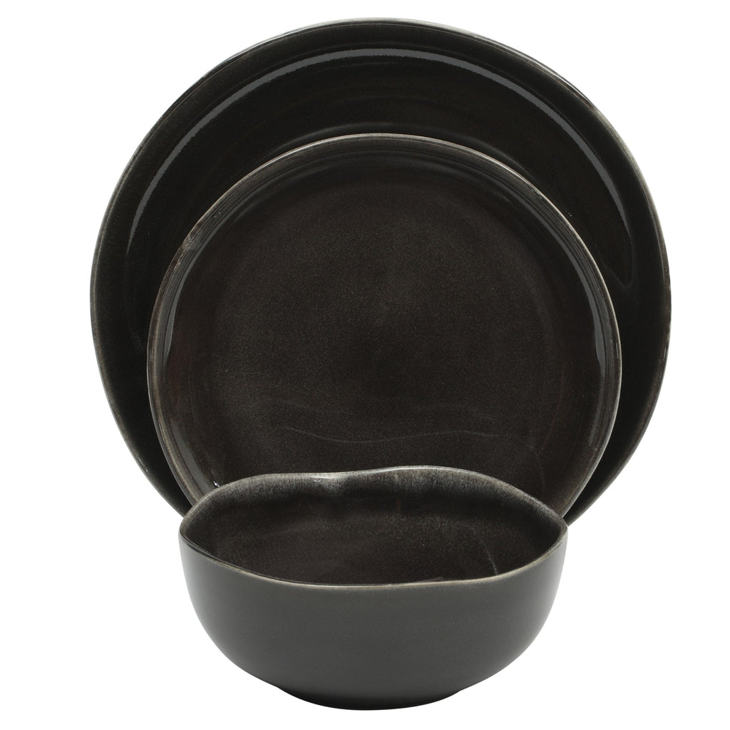 Gibson Soho Lounge Nardini 12 Piece (Service for 4) Plates and Bowls Reactive Glaze Dishes Stoneware Dinnerware Set