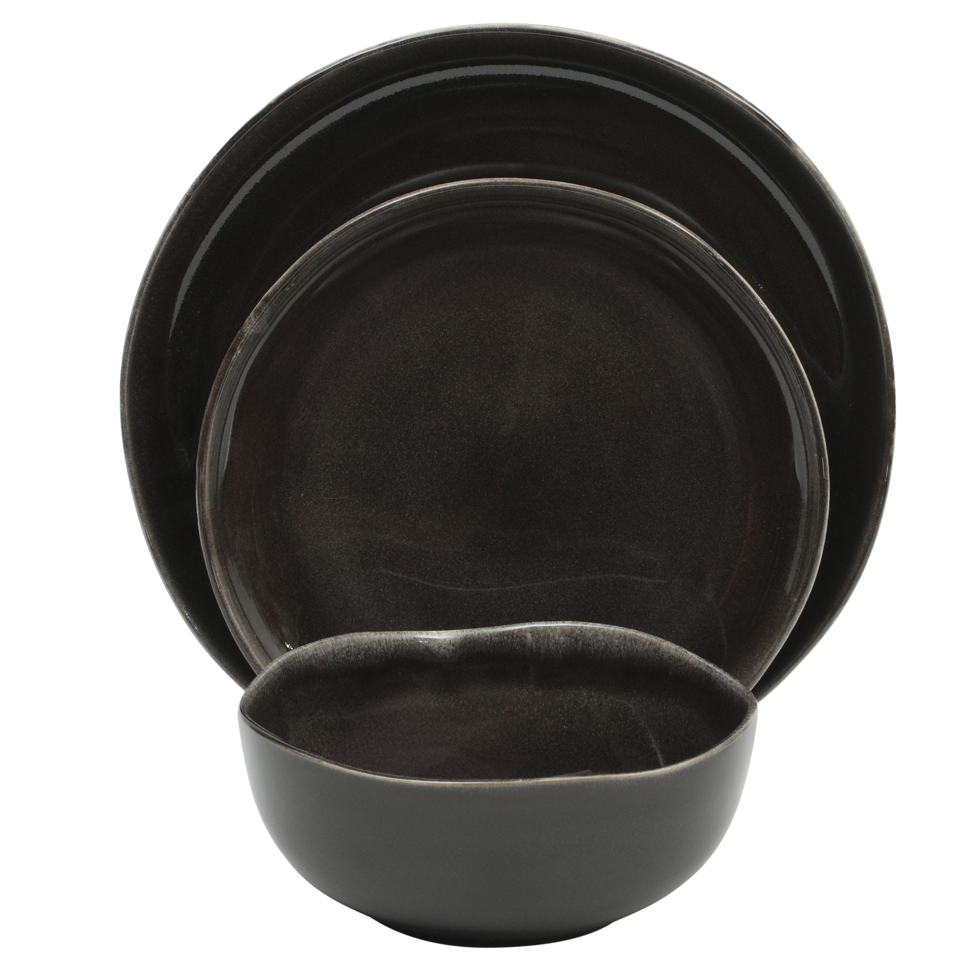 Gibson Soho Lounge Nardini 12 Piece (Service for 4) Plates and Bowls Reactive Glaze Dishes Stoneware Dinnerware Set