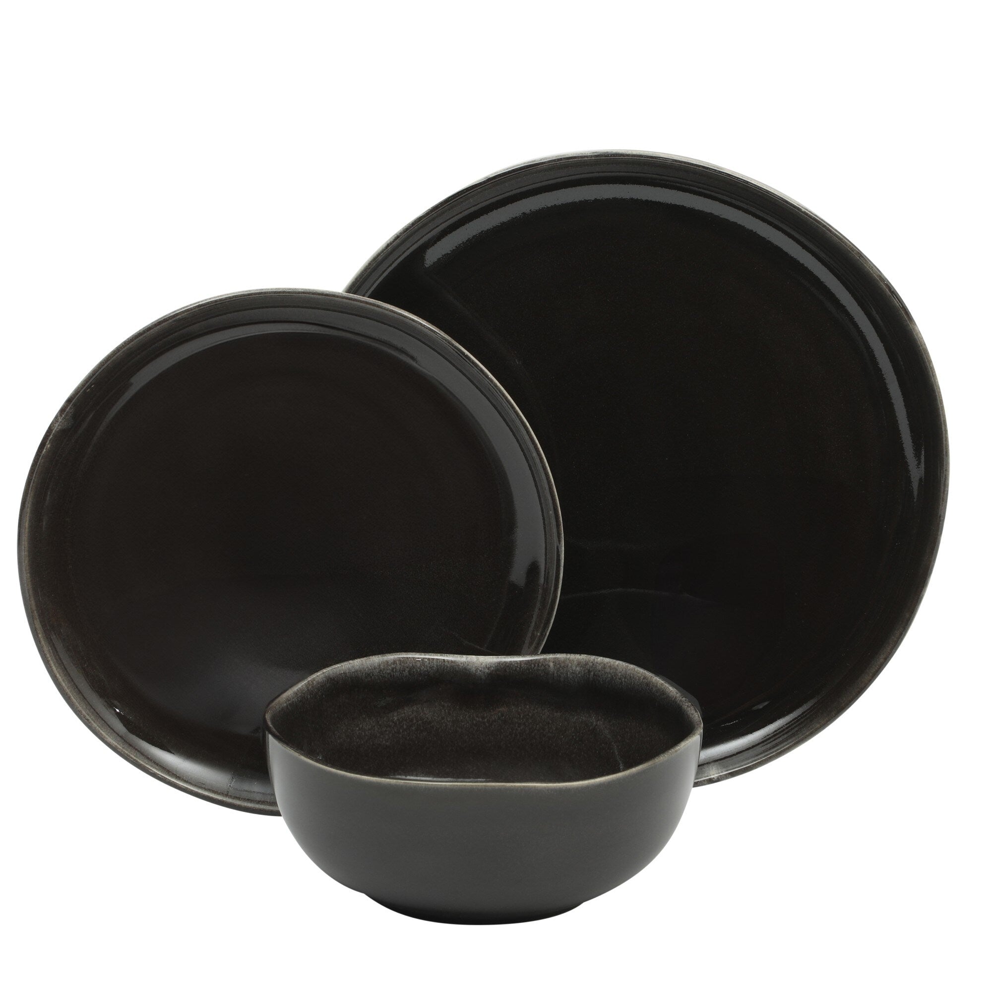 Gibson Soho Lounge Nardini 12 Piece (Service for 4) Plates and Bowls Reactive Glaze Dishes Stoneware Dinnerware Set