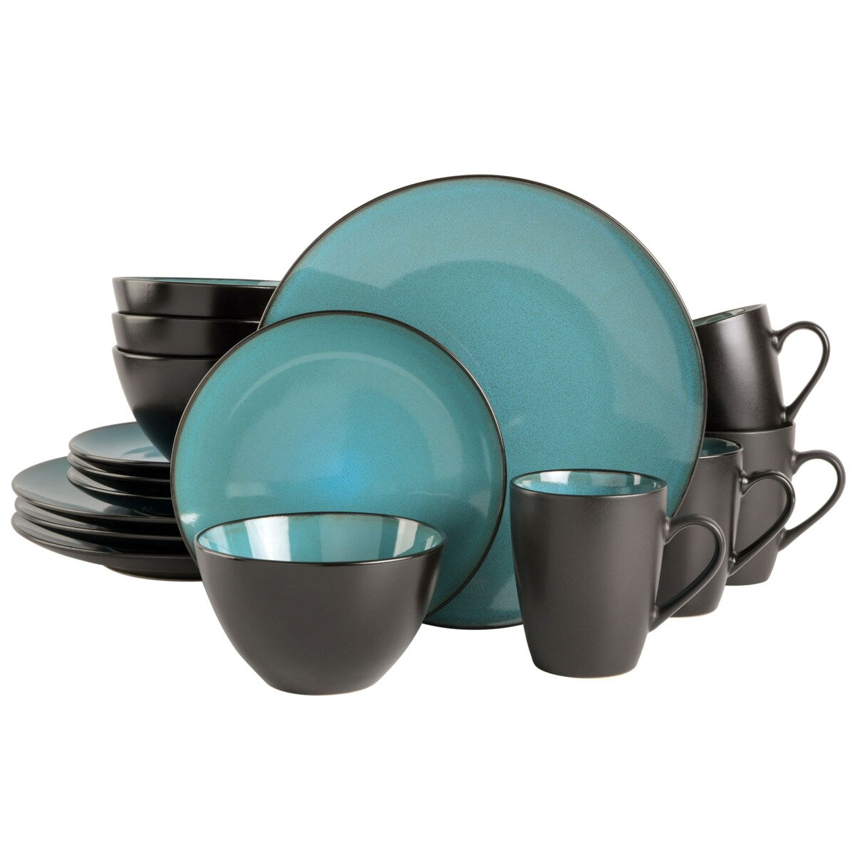 Gibson Soho Lounge Round 16-Piece Dinnerware Set - Blue