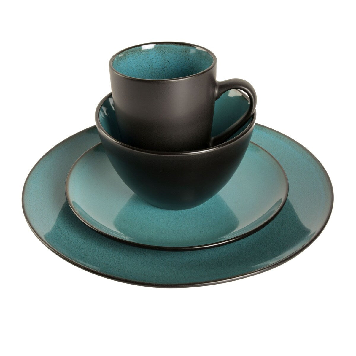 Gibson Soho Lounge Round 16-Piece Dinnerware Set - Blue