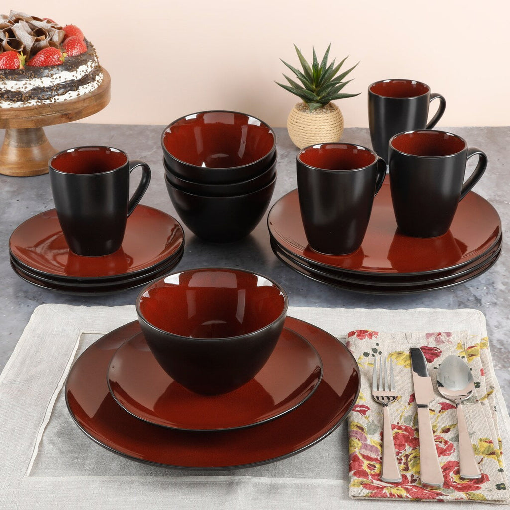Gibson Soho Lounge Round 16-Piece Dinnerware Set - Blue