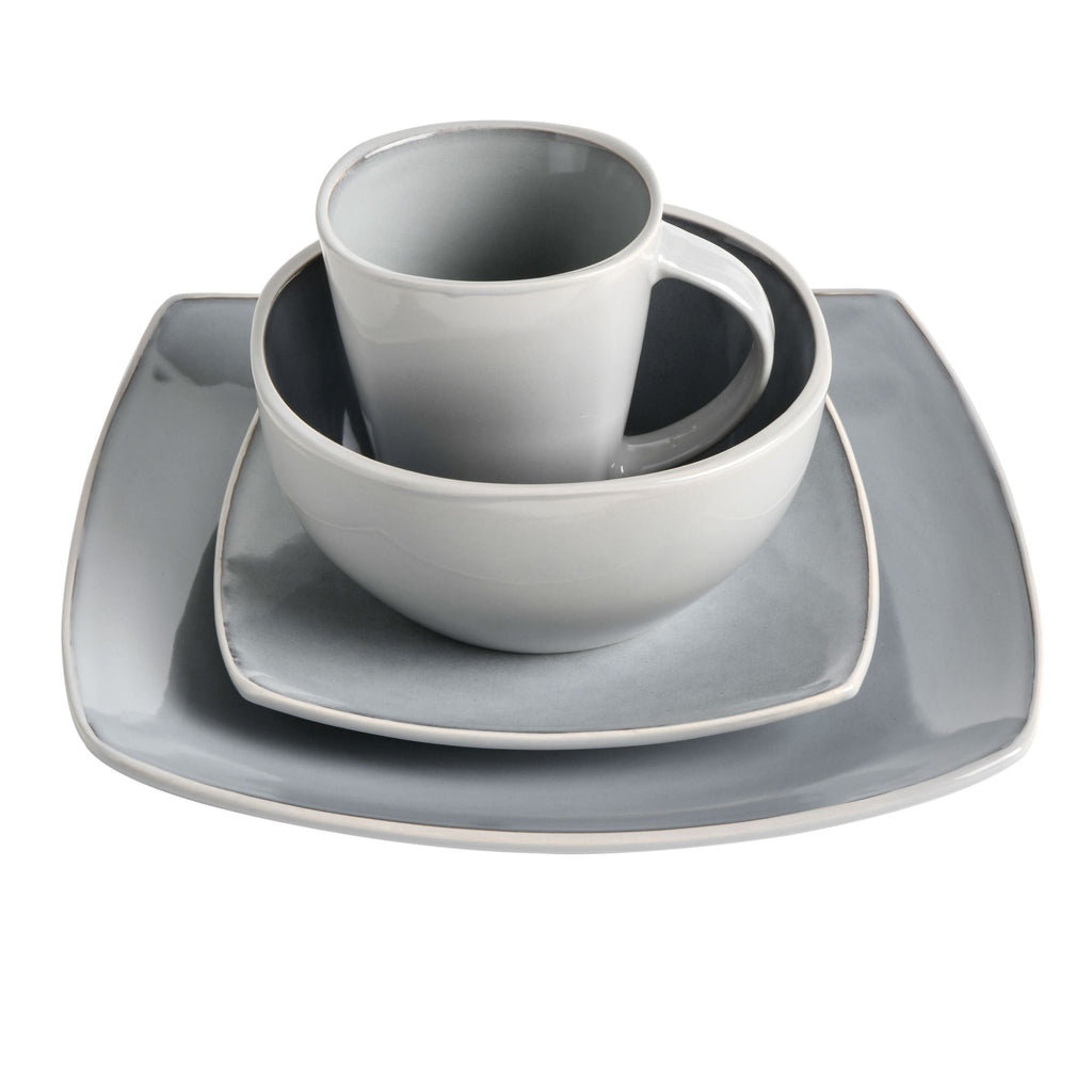 Gibson Soho Lounge Square 16-Piece Reactive Glaze Stoneware Dinnerware Set
