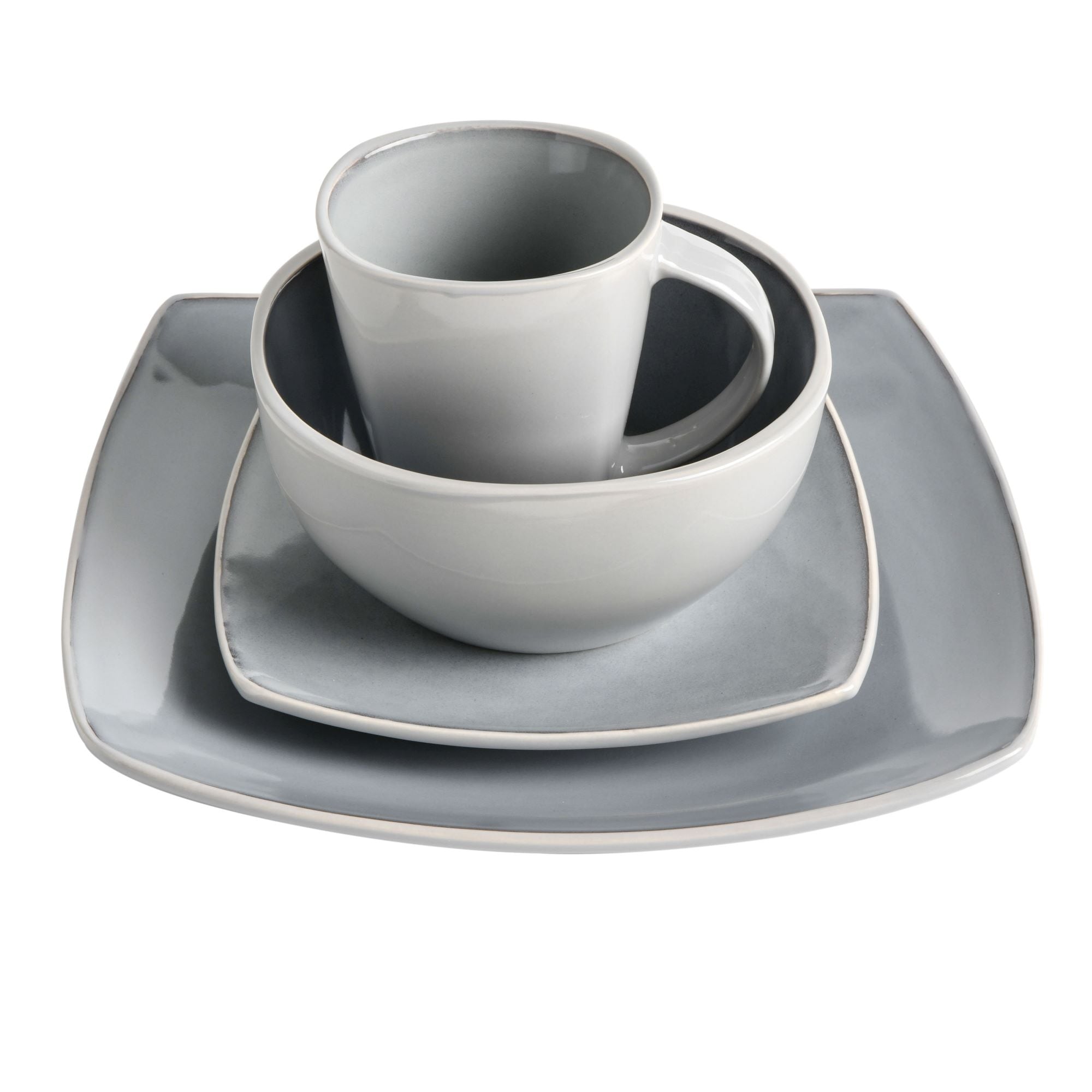 Gibson Soho Lounge Square 16-Piece Reactive Glaze Stoneware Dinnerware Set