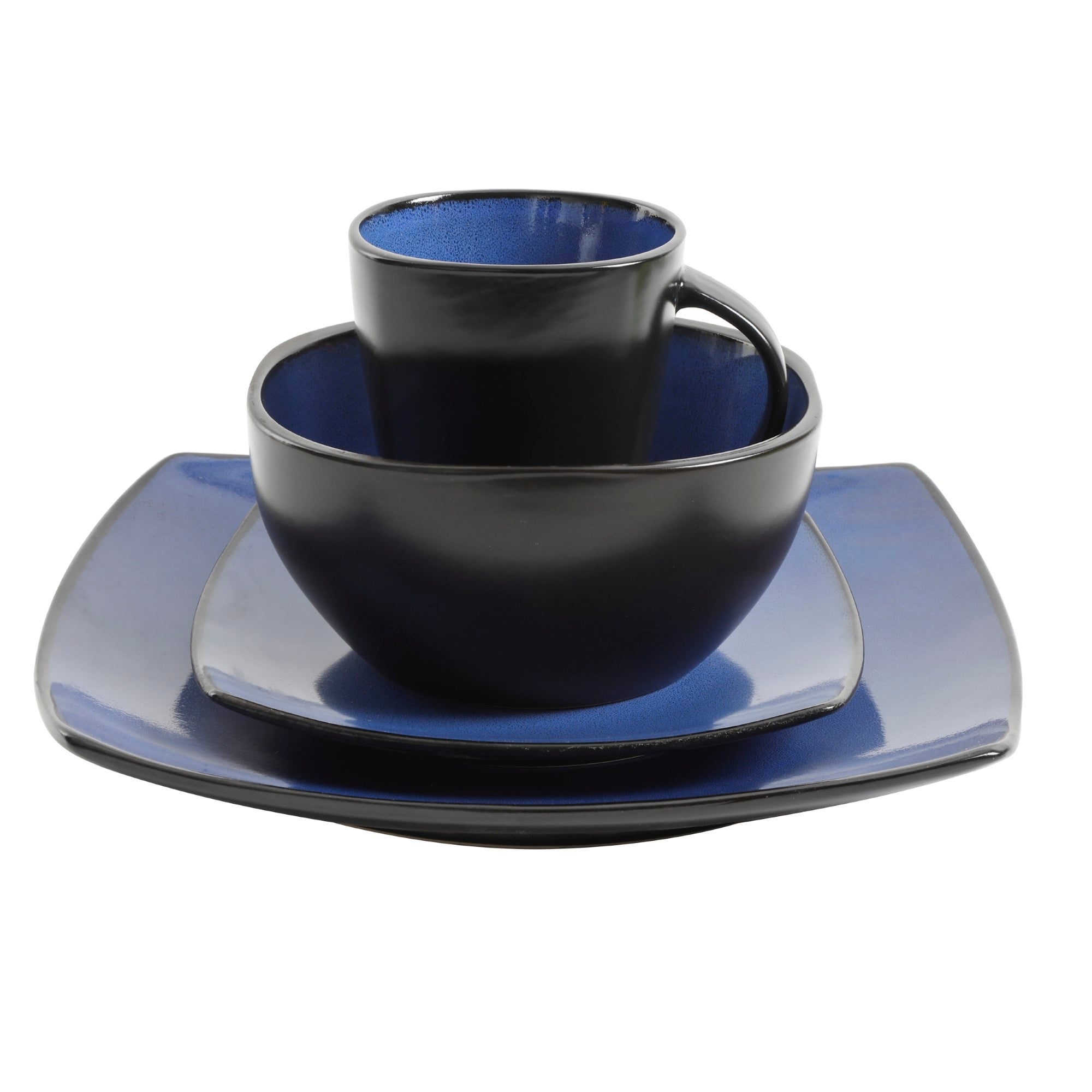 Gibson Soho Lounge Square 16-Piece Reactive Glaze Stoneware Dinnerware Set