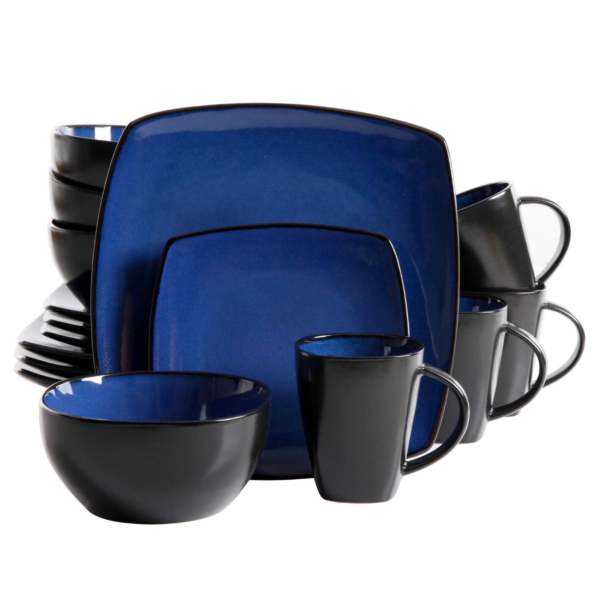 Gibson Soho Lounge Square 16-Piece Reactive Glaze Stoneware Dinnerware Set