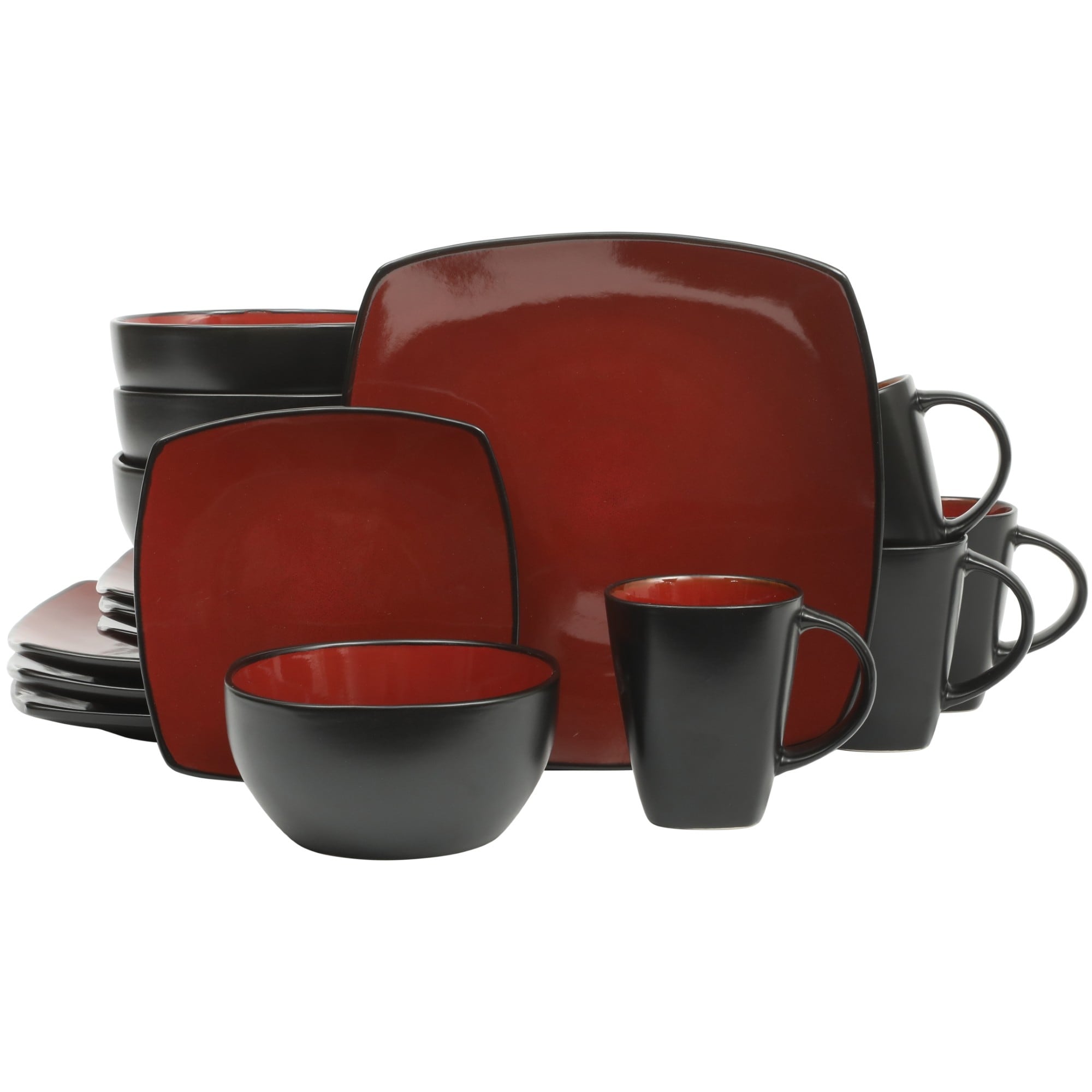 Gibson Soho Lounge Square 16-Piece Reactive Glaze Stoneware Dinnerware Set