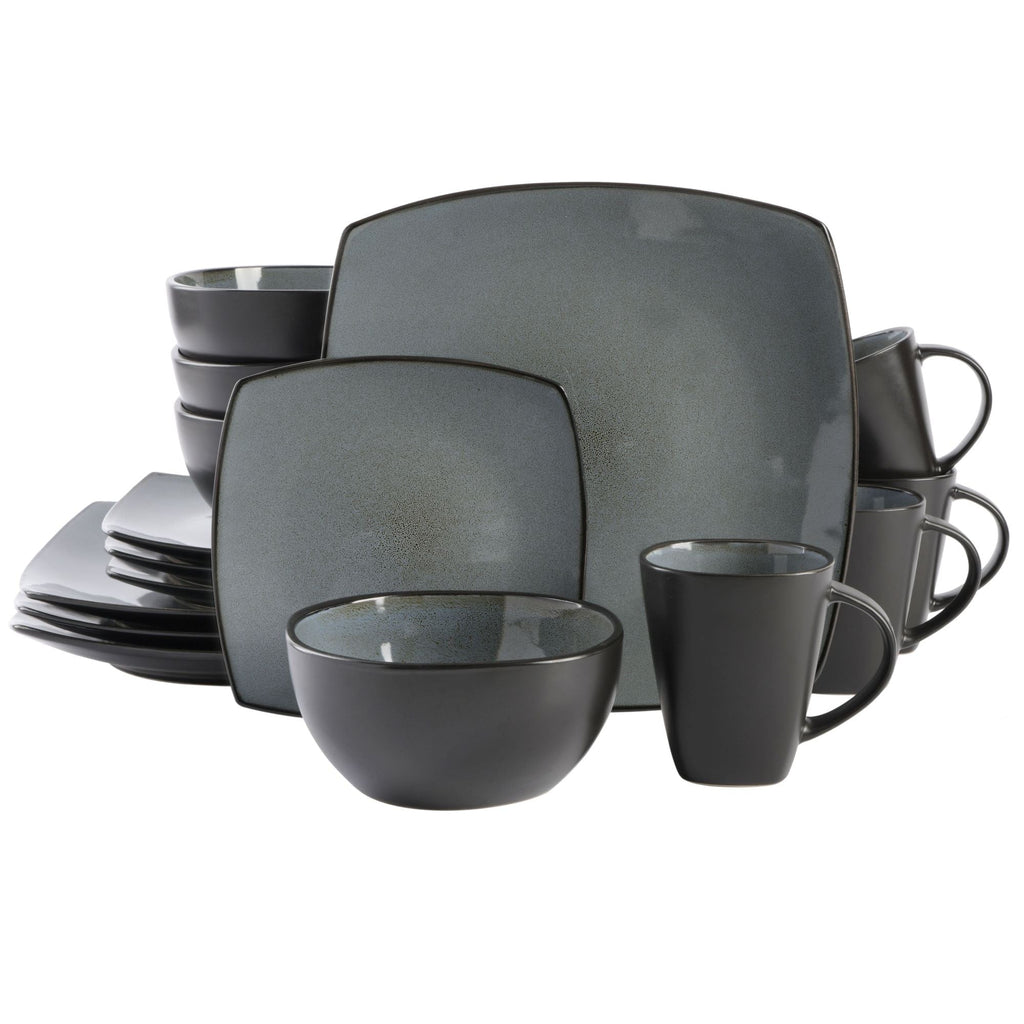 Gibson Soho Lounge Square 16-Piece Reactive Glaze Stoneware Dinnerware Set