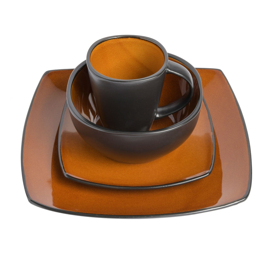 Gibson Soho Lounge Square 16-Piece Reactive Glaze Stoneware Dinnerware Set