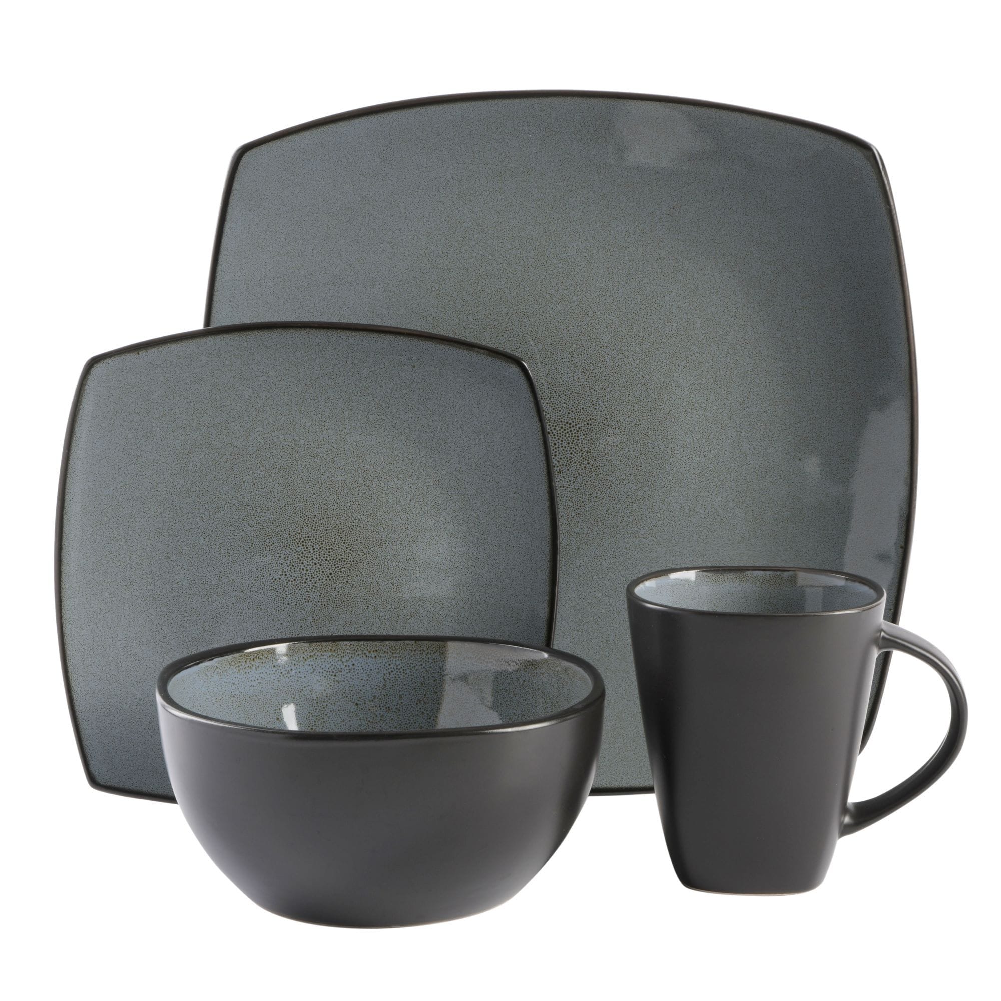 Gibson Soho Lounge Square 16-Piece Reactive Glaze Stoneware Dinnerware Set