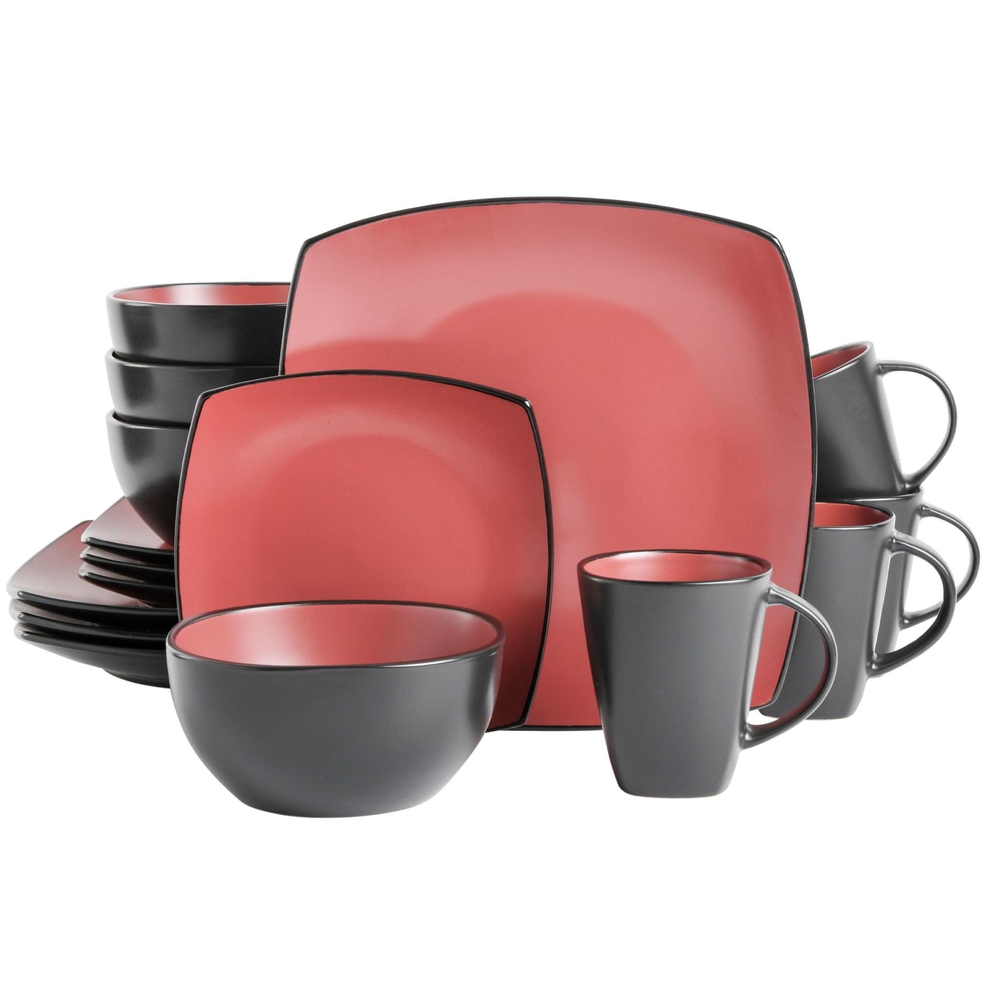 Gibson Soho Lounge Square 16-Piece Reactive Glaze Stoneware Dinnerware Set