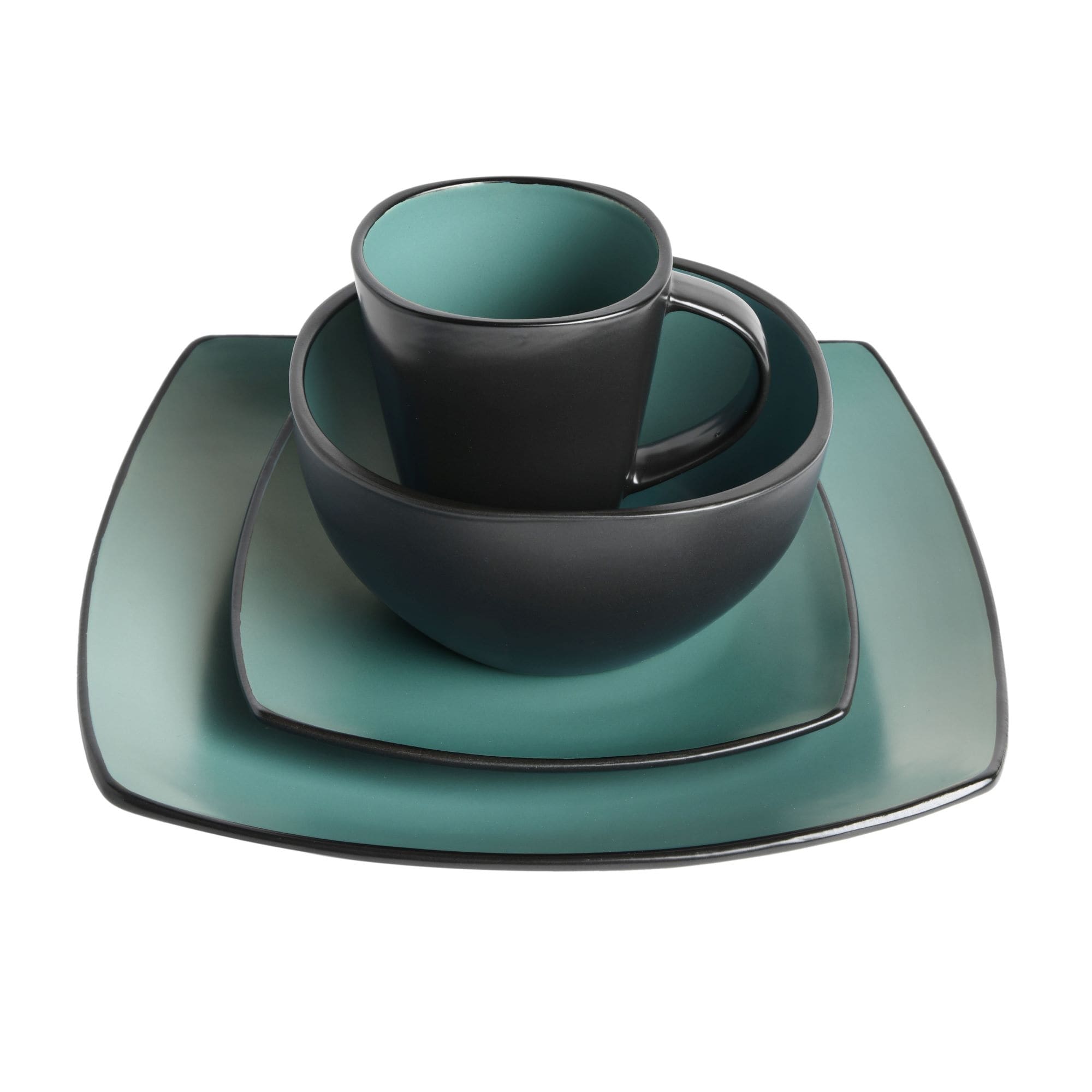 Gibson Soho Lounge Square 16-Piece Reactive Glaze Stoneware Dinnerware Set