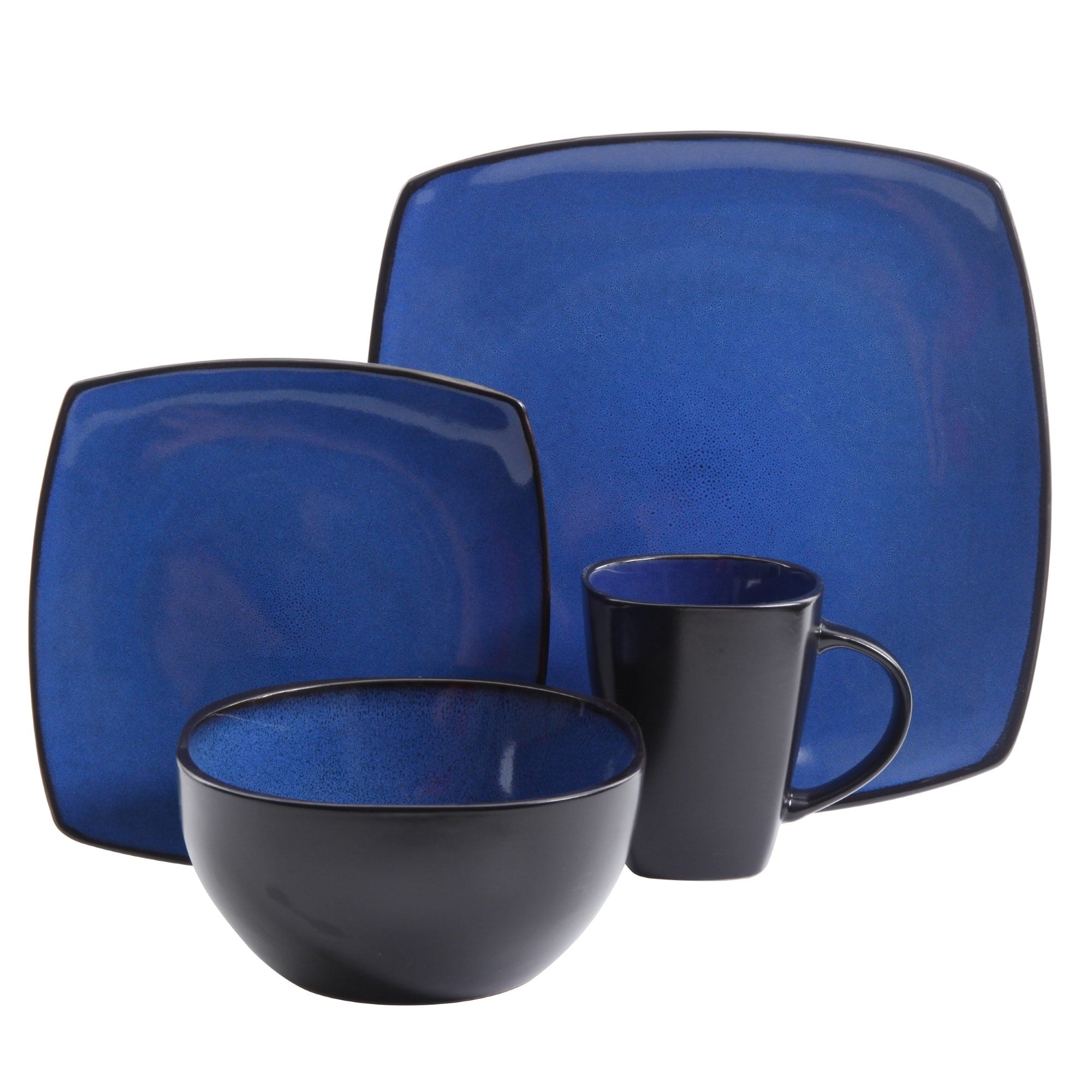Gibson Soho Lounge Square 16-Piece Reactive Glaze Stoneware Dinnerware Set
