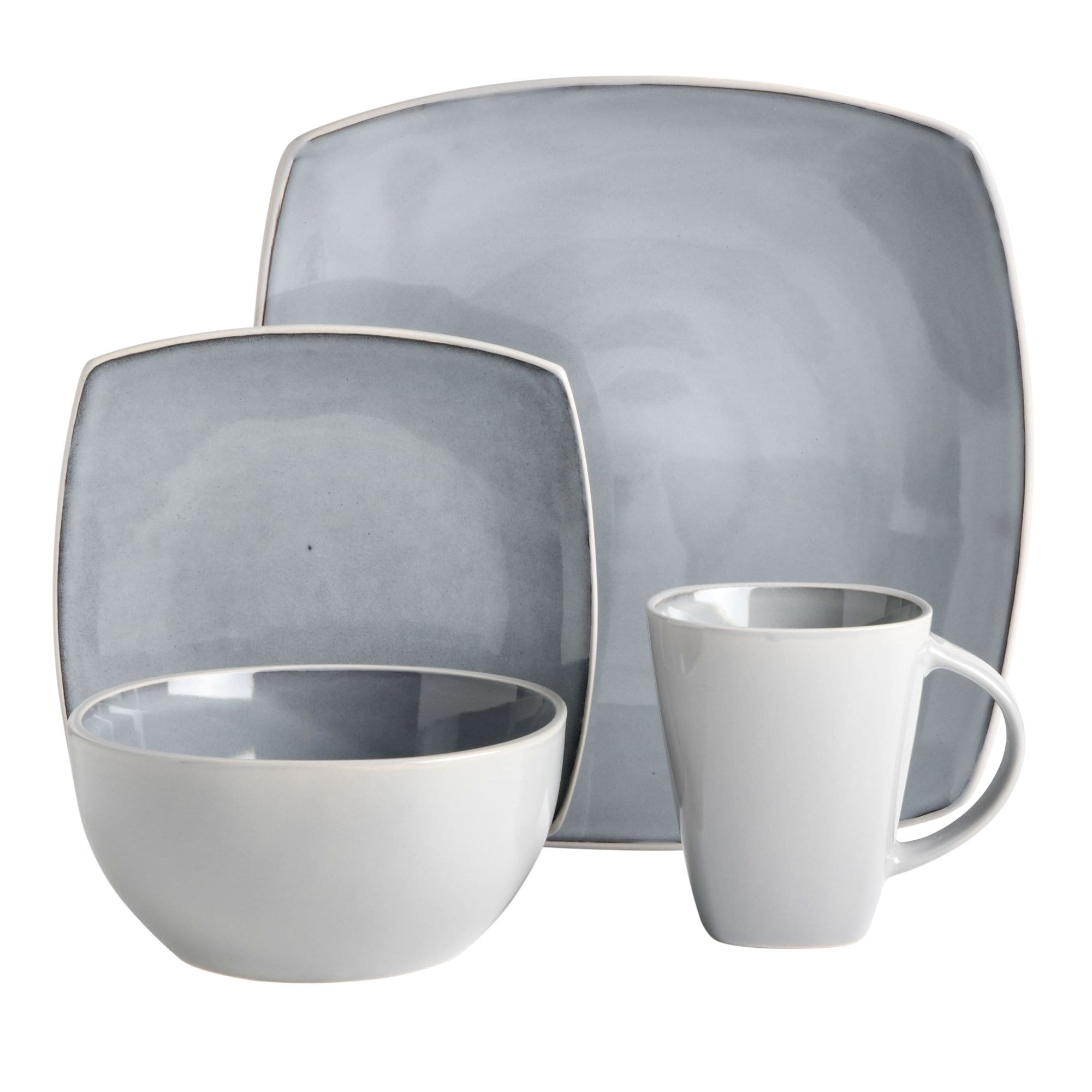 Gibson Soho Lounge Square 16-Piece Reactive Glaze Stoneware Dinnerware Set