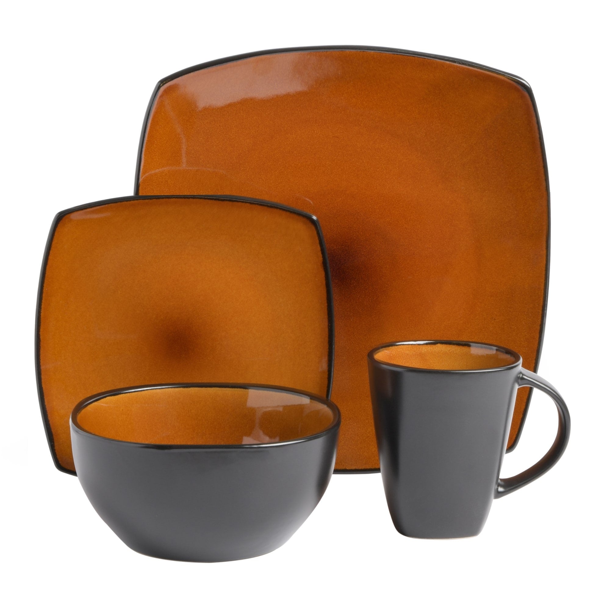 Gibson Soho Lounge Square 16-Piece Reactive Glaze Stoneware Dinnerware Set