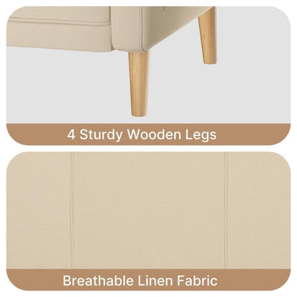 3-Seater Modern Upholstered Sofa, Convertible Sofa, Sofa Bed with Sturdy Wooden Legs for Living Room