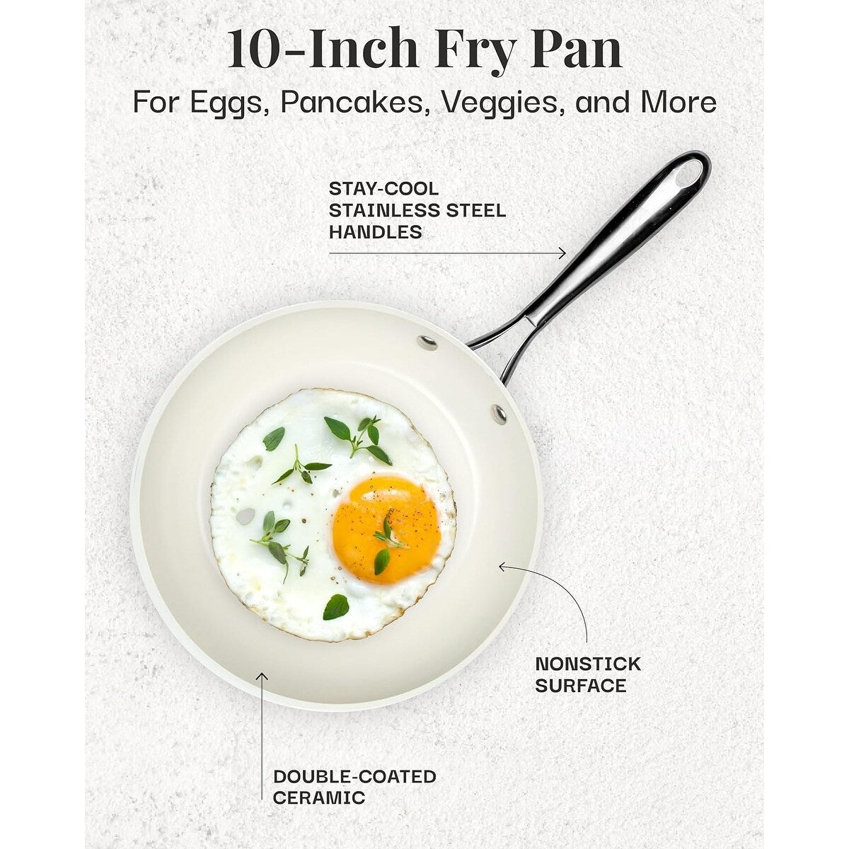 Gotham Steel 10 Heavy Duty Ceramic Nonstick Cream Fry Pan Skillet Stay Cool Handles