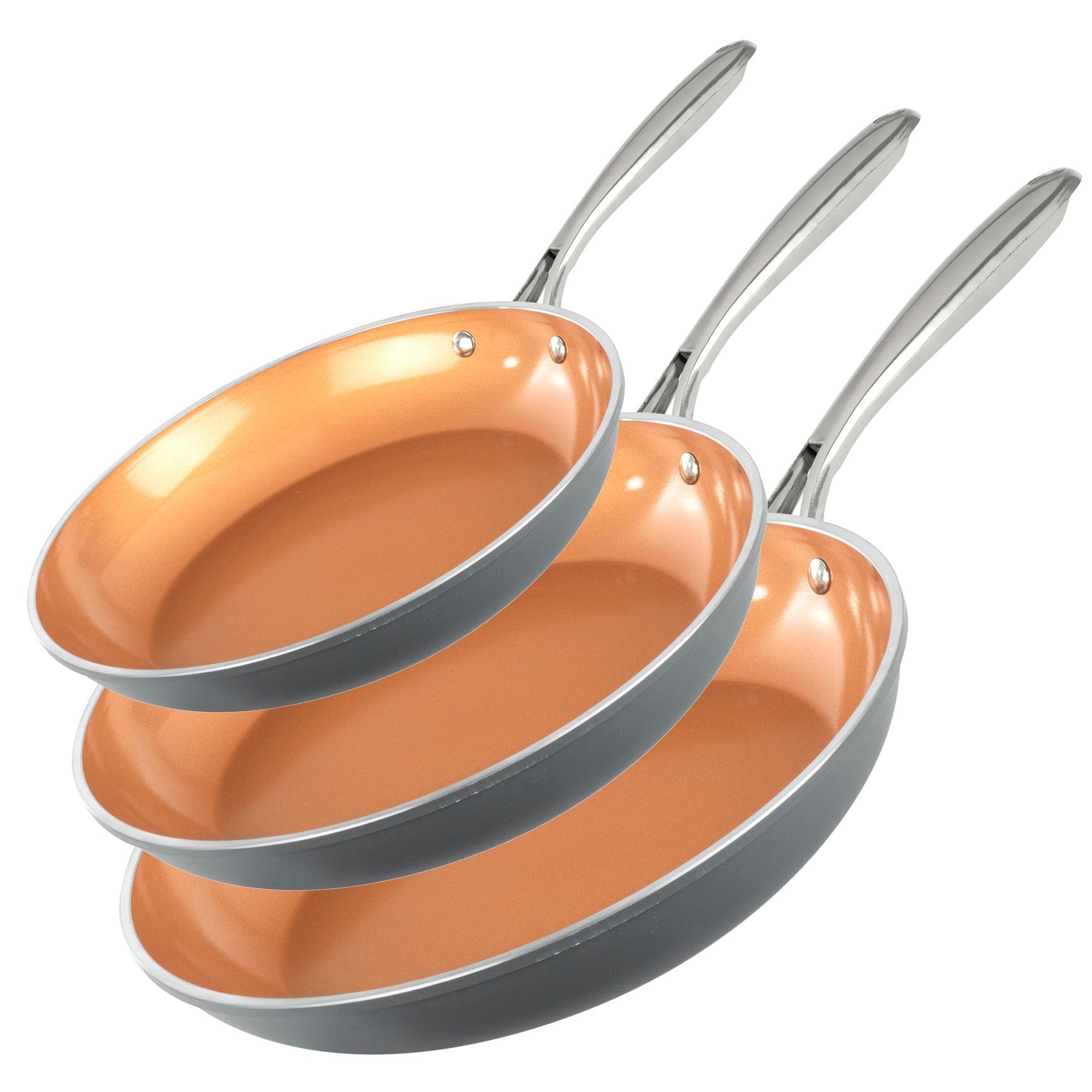 Gotham Steel Diamond Nonstick Frying Pan 3 Piece Set 8 10 12 Ceramic Cookware