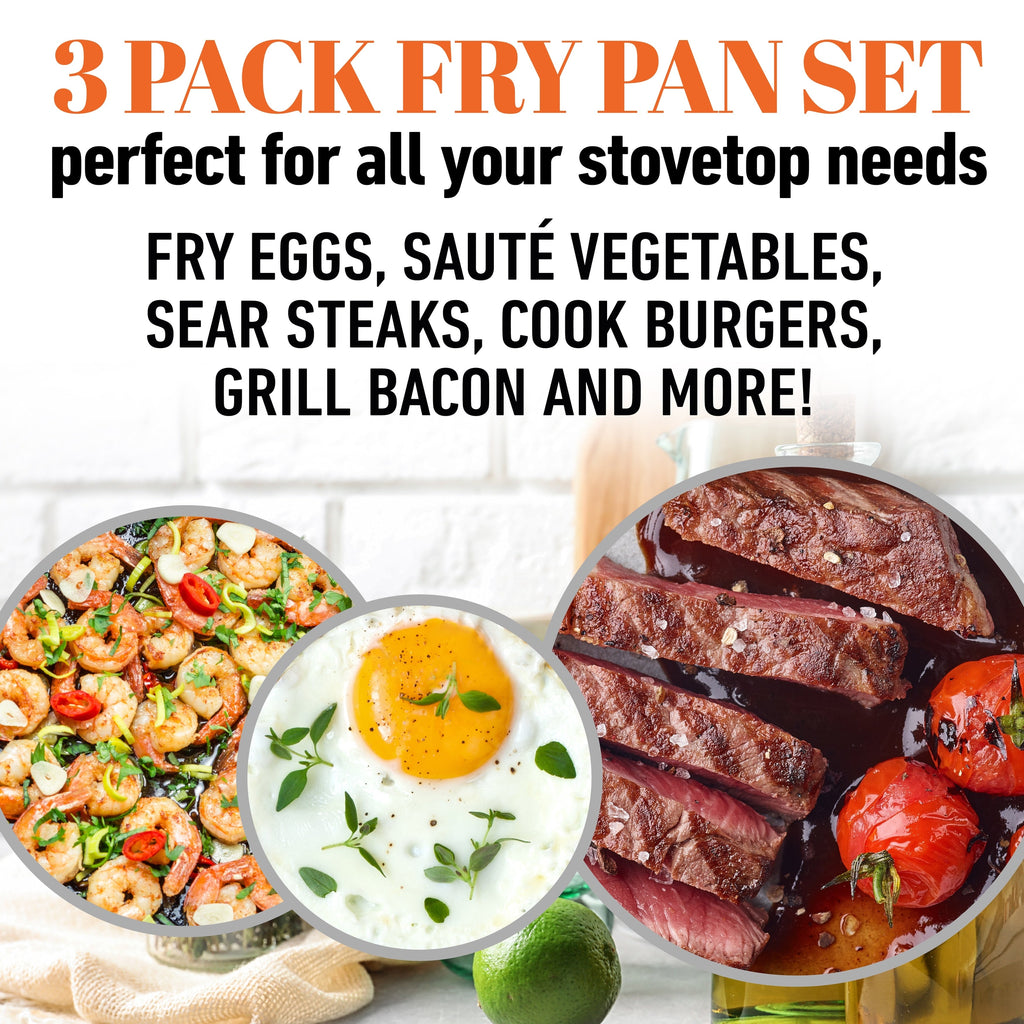 Gotham Steel Diamond Nonstick Frying Pan 3 Piece Set 8 10 12 Ceramic Cookware