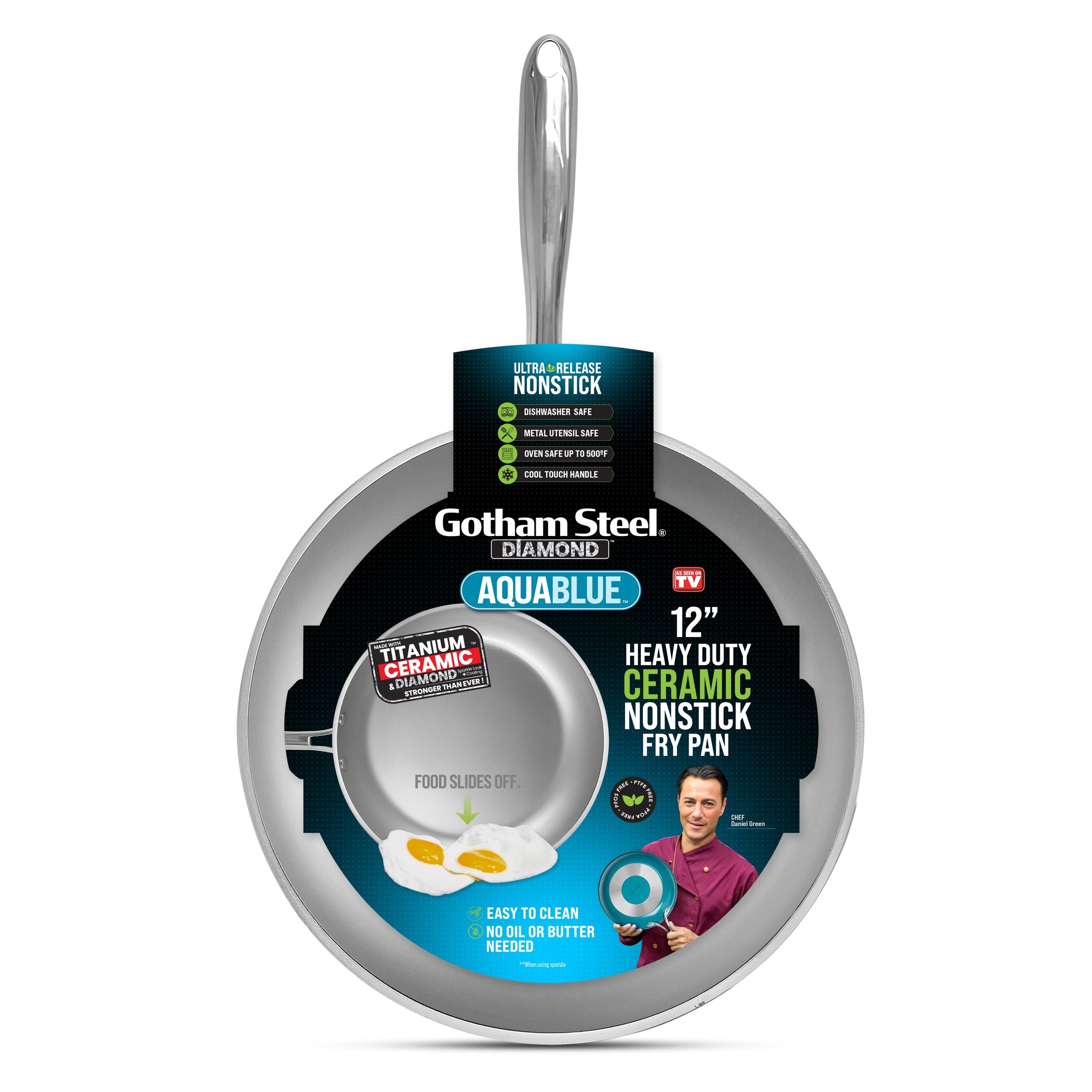 Gotham Steel Aqua Blue 12 Nonstick Fry Pan with Stay Cool Handle