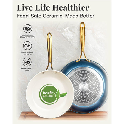 Gotham Steel Navy 12'' Ultra Nonstick Ceramic Fry Pan with Stay Cool Handle Cookware