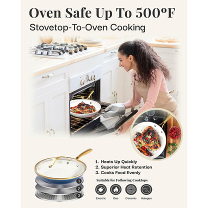 Gotham Steel Navy 12'' Ultra Nonstick Ceramic Fry Pan with Stay Cool Handle Cookware