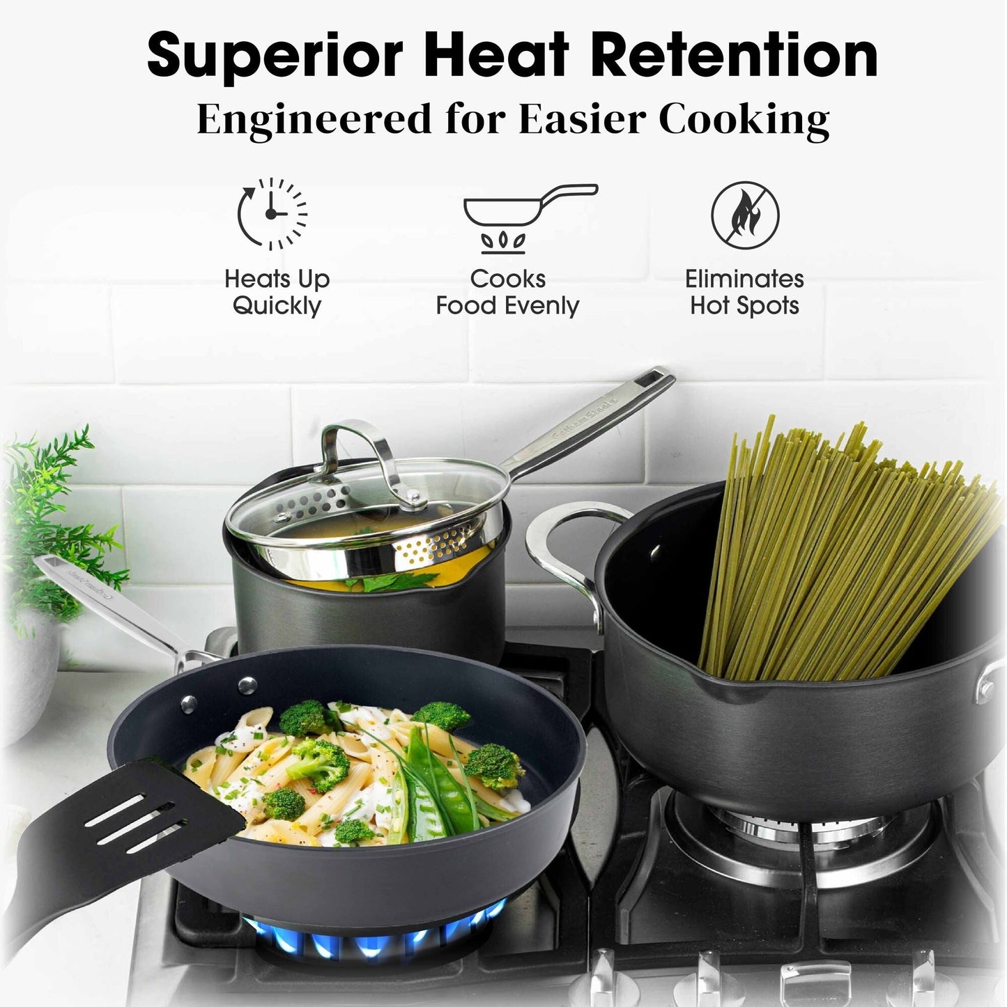 Gotham Steel Pro Ultra Ceramic 2X Nonstick 4 Qt Deep Sauté Pan with Lid Cookware
