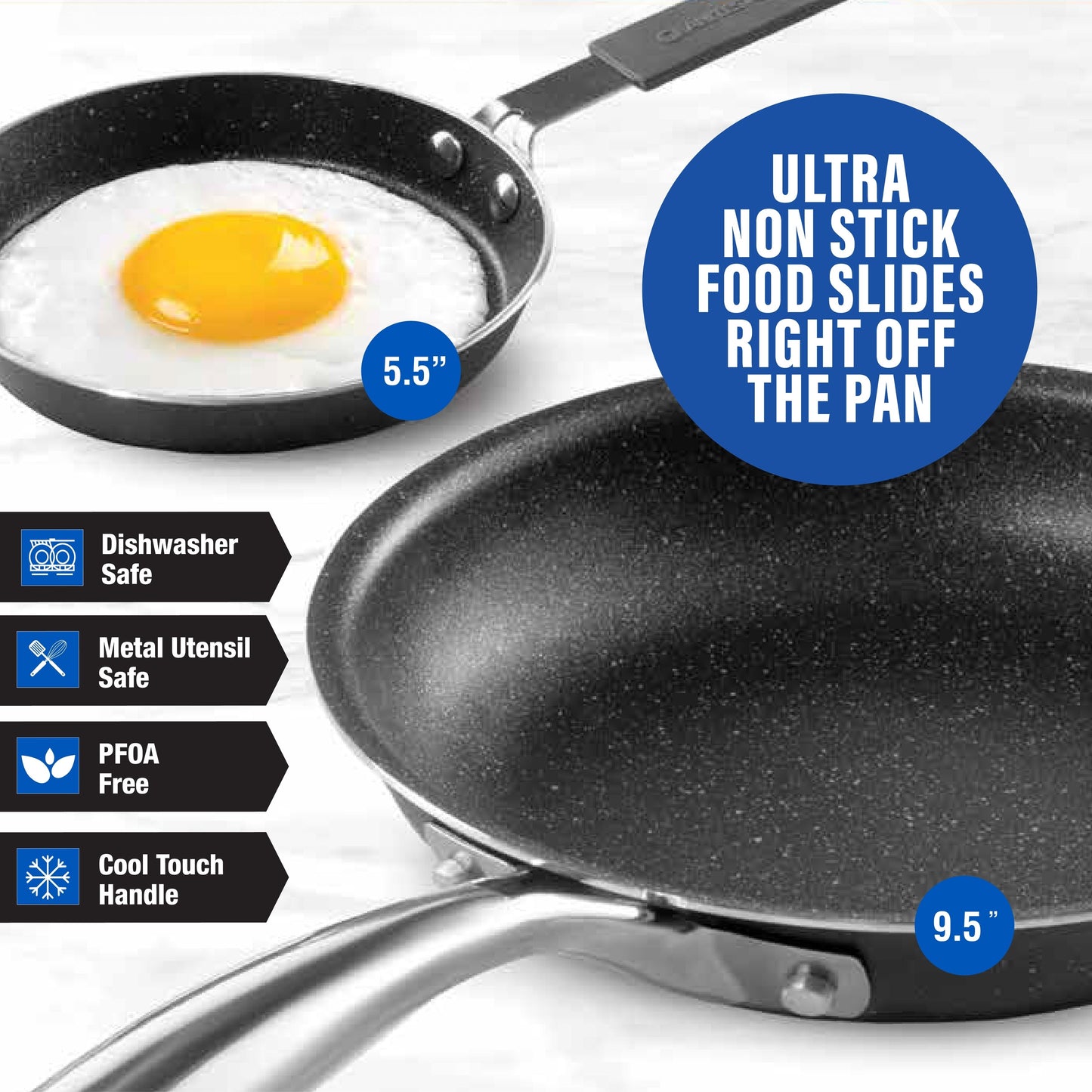 Granitestone 5.5'' and 9.5'' Nonstick Fry Pan Set with Stay Cool Handle