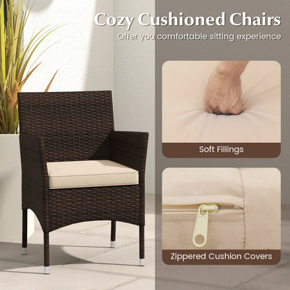 Gymax 3 PCS Outdoor Conversation Set w/ Cushioned Seat & Tempered