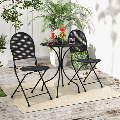Gymax 3 PCS Patio Bistro Set All-weather Metal Table & Chair Set for 2