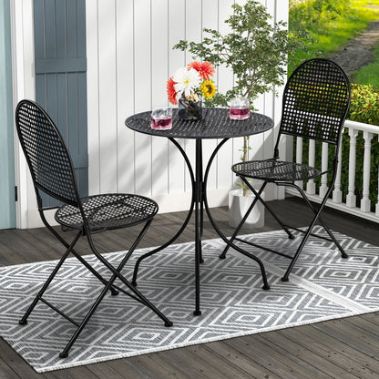 Gymax 3 PCS Patio Bistro Set All-weather Metal Table & Chair Set for 2