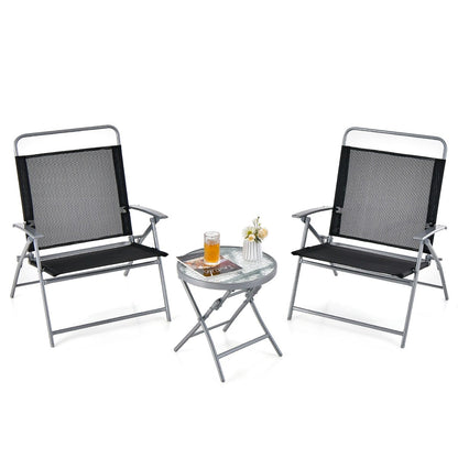 Gymax 3 Piece Patio Folding Chair Set w/ Coffee Table & Extra-Large
