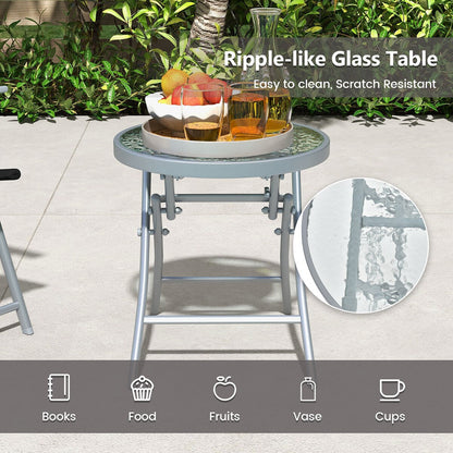 Gymax 3 Piece Patio Folding Chair Set w/ Coffee Table & Extra-Large