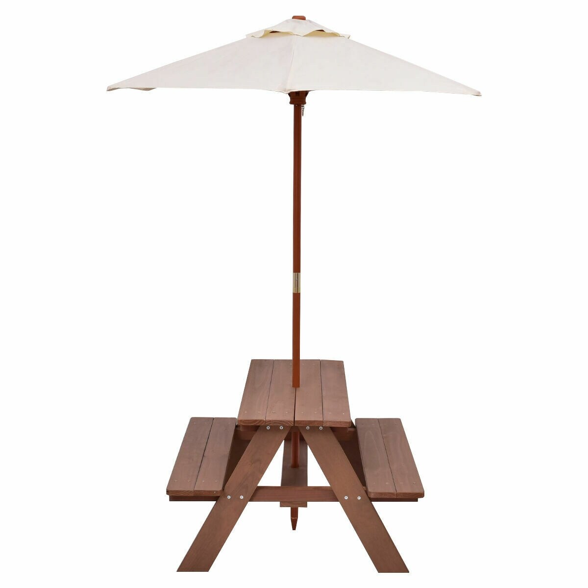 Gymax Children Outdoor 4 Seat Kids Picnic Table Bench with Folding