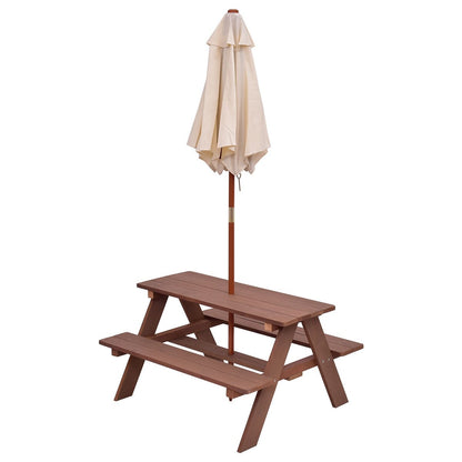 Gymax Children Outdoor 4 Seat Kids Picnic Table Bench with Folding