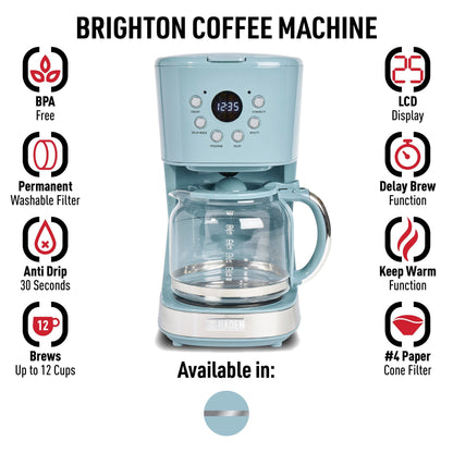 HADEN Sky Blue Brighton 12-Cup Programmable Coffee Maker