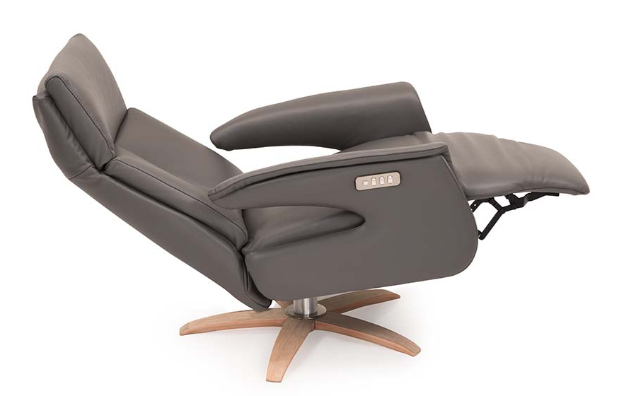 Fauteuil inclinable en cuir gris Billund