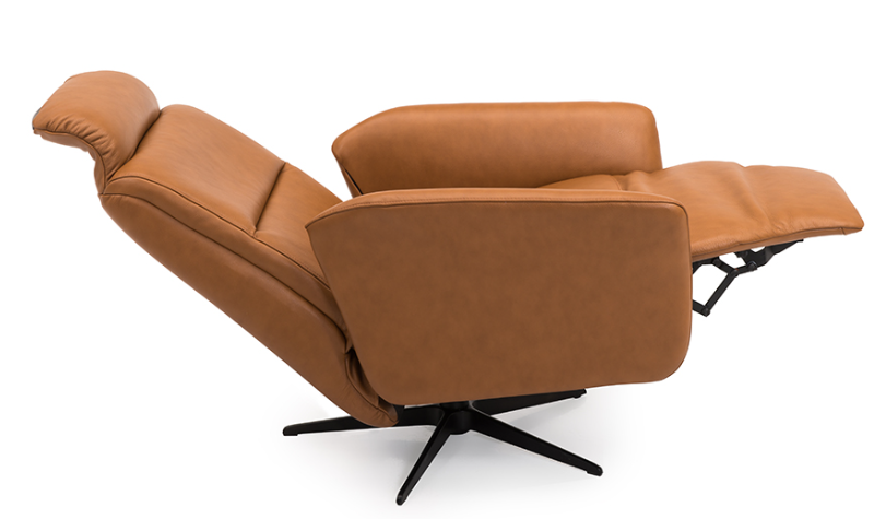 Fauteuil inclinable électrique Riva en cuir cognac