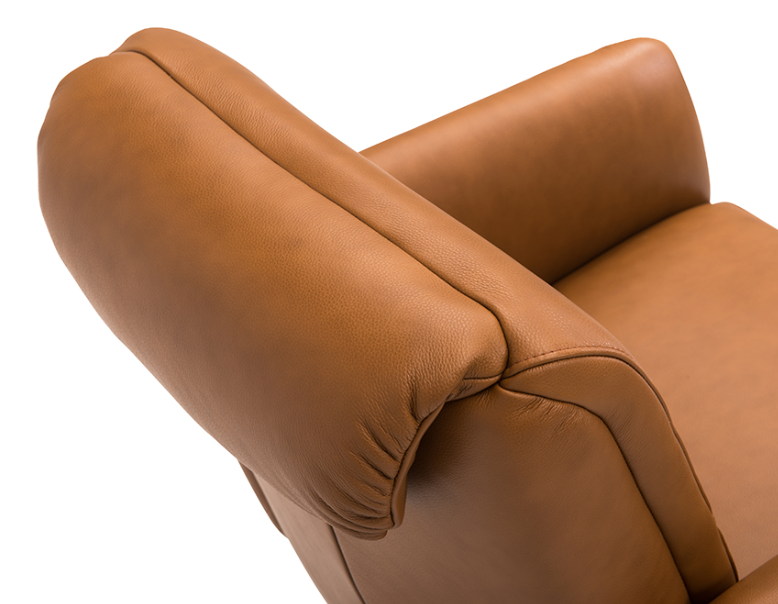 Fauteuil inclinable électrique Riva en cuir cognac