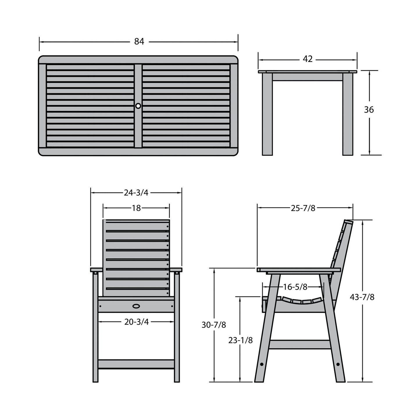 HIGHWOOD 7-Piece Counter Height Outdoor Dining Set - 42 x 84 Table