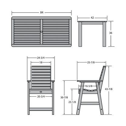 HIGHWOOD 7-Piece Counter Height Outdoor Dining Set - 42 x 84 Table