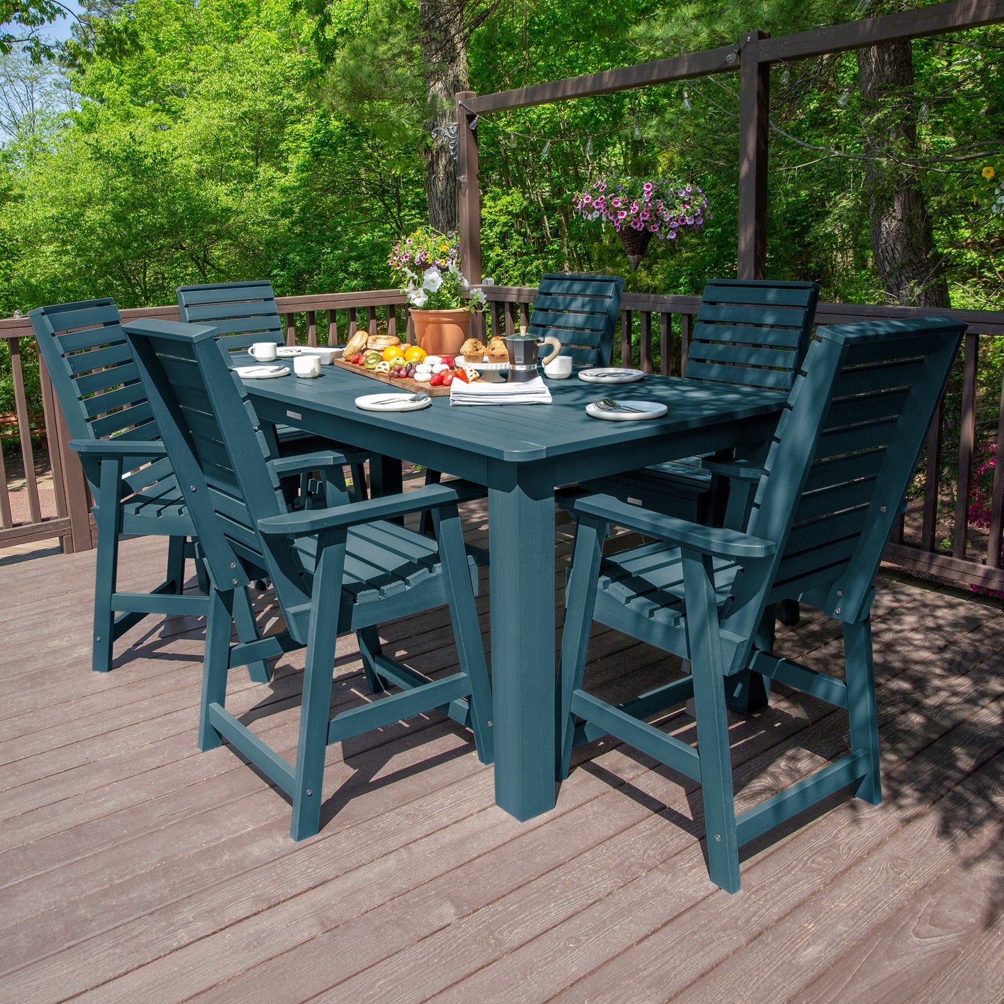 HIGHWOOD 7-Piece Counter Height Outdoor Dining Set - 42 x 84 Table