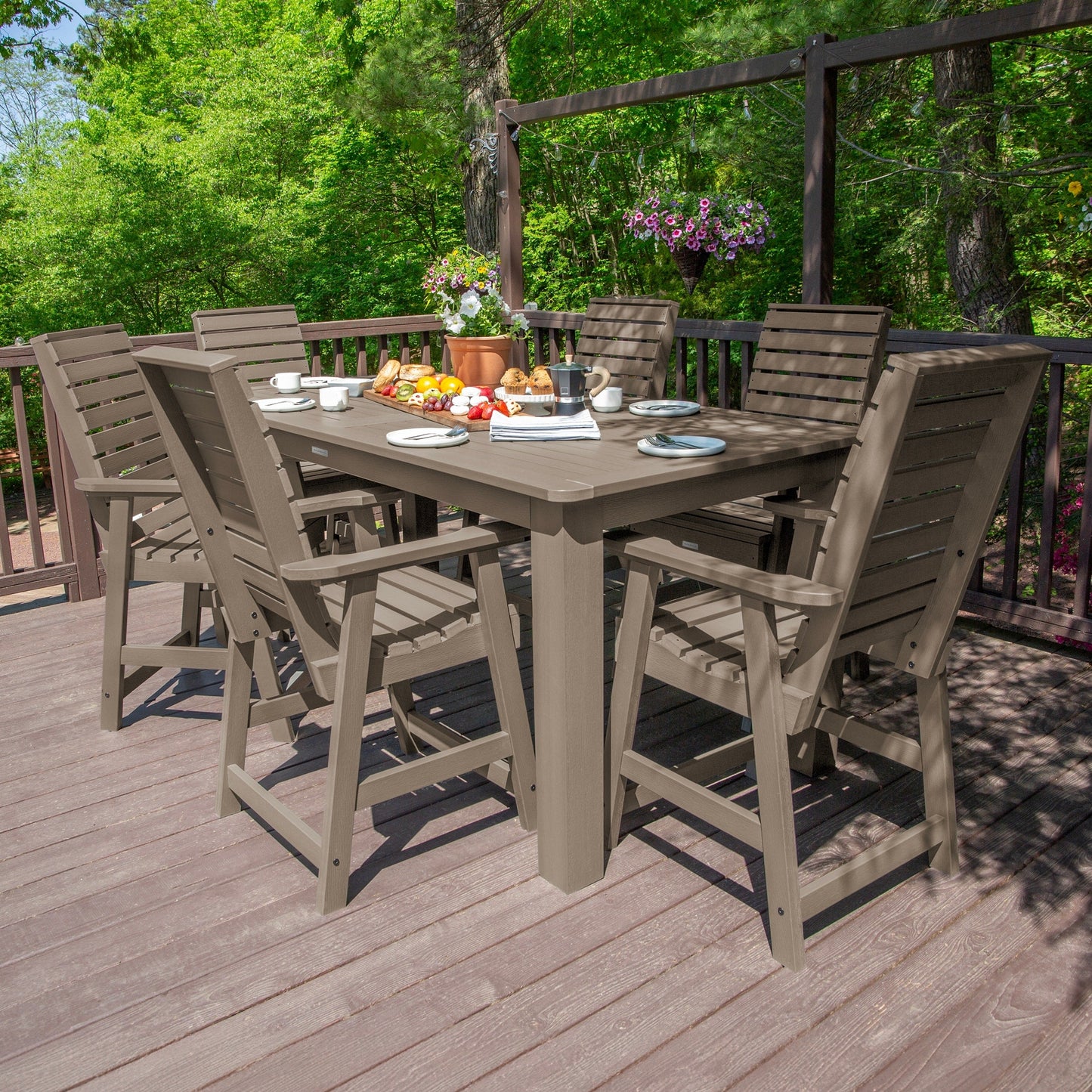 HIGHWOOD 7-Piece Counter Height Outdoor Dining Set - 42 x 84 Table