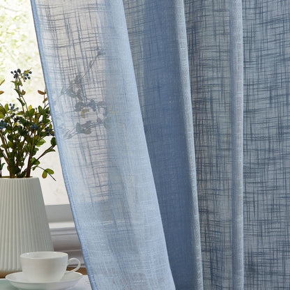 HLC.me Abbey Faux Linen Textured Semi Sheer Privacy Light Filtering Transparent Window Grommet Curtain Panels, Pair