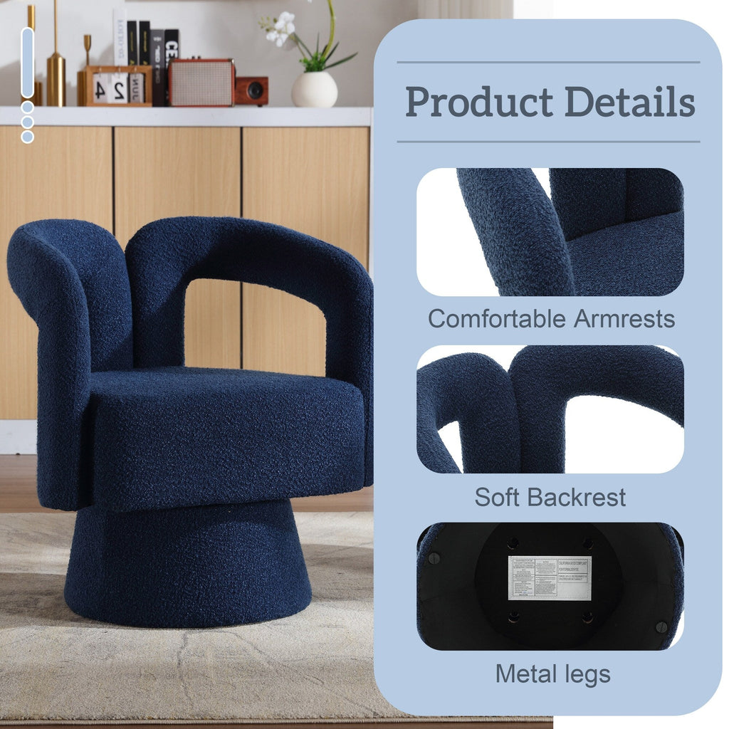Fauteuils d'appoint pivotants à 360 degrés rembourrés Boucle de HOMEFUN