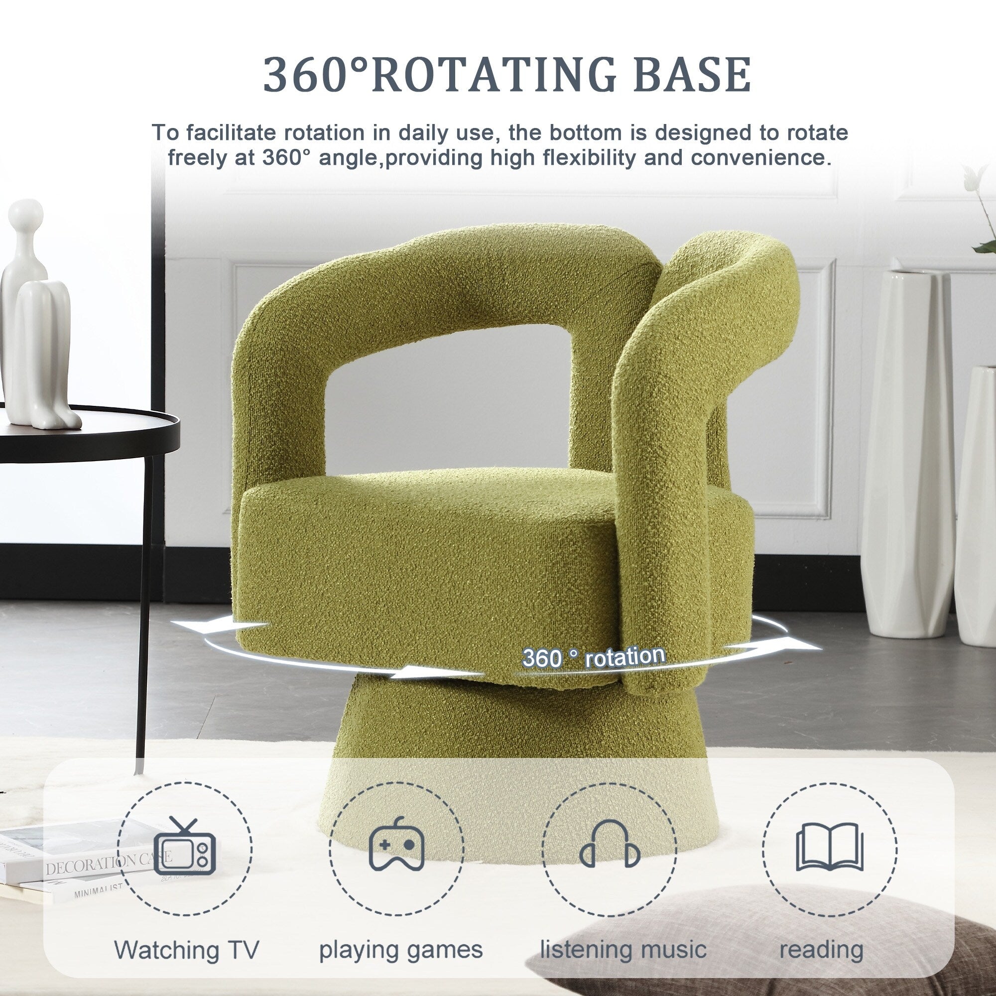 Fauteuils d'appoint pivotants à 360 degrés rembourrés Boucle de HOMEFUN