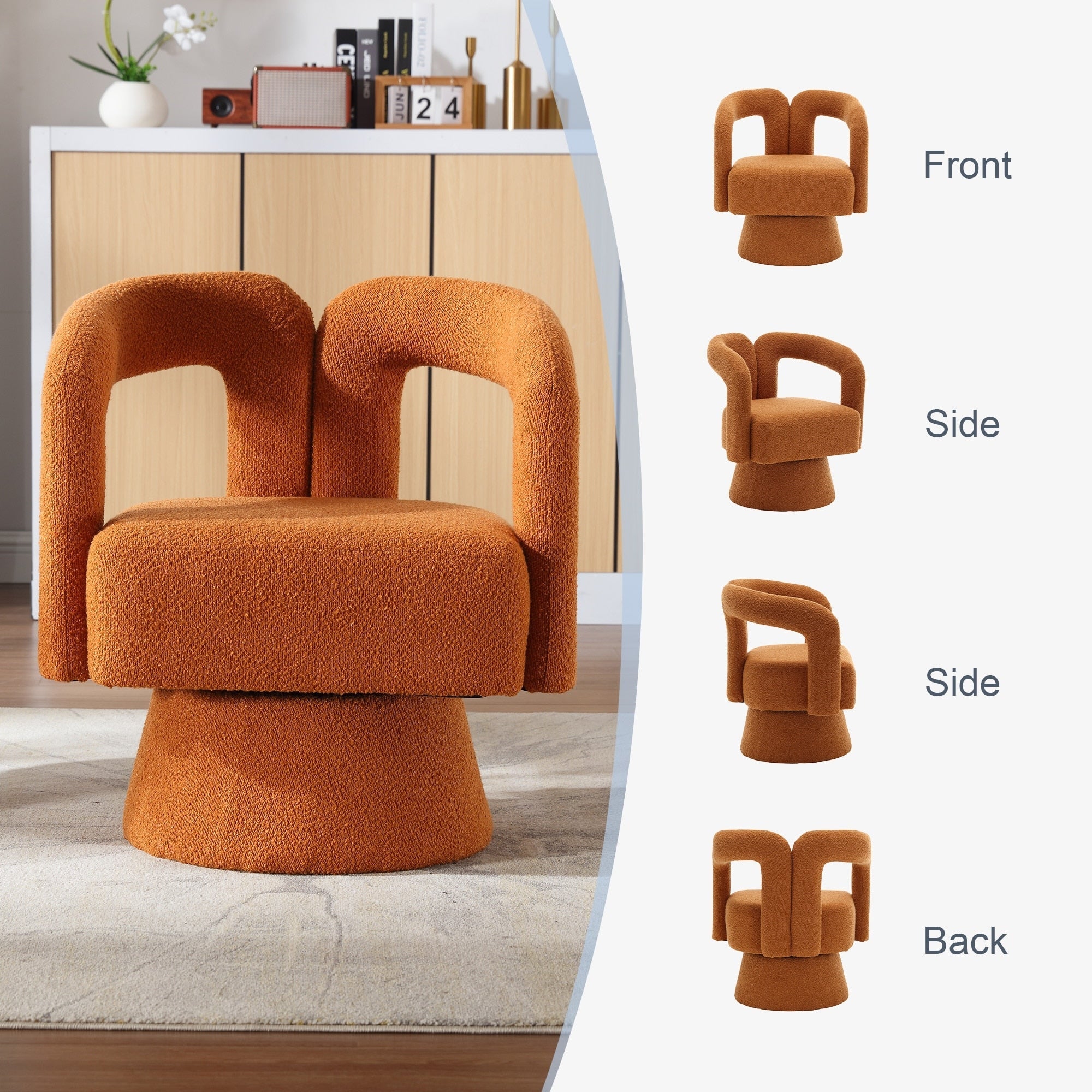 Fauteuils d'appoint pivotants à 360 degrés rembourrés Boucle de HOMEFUN