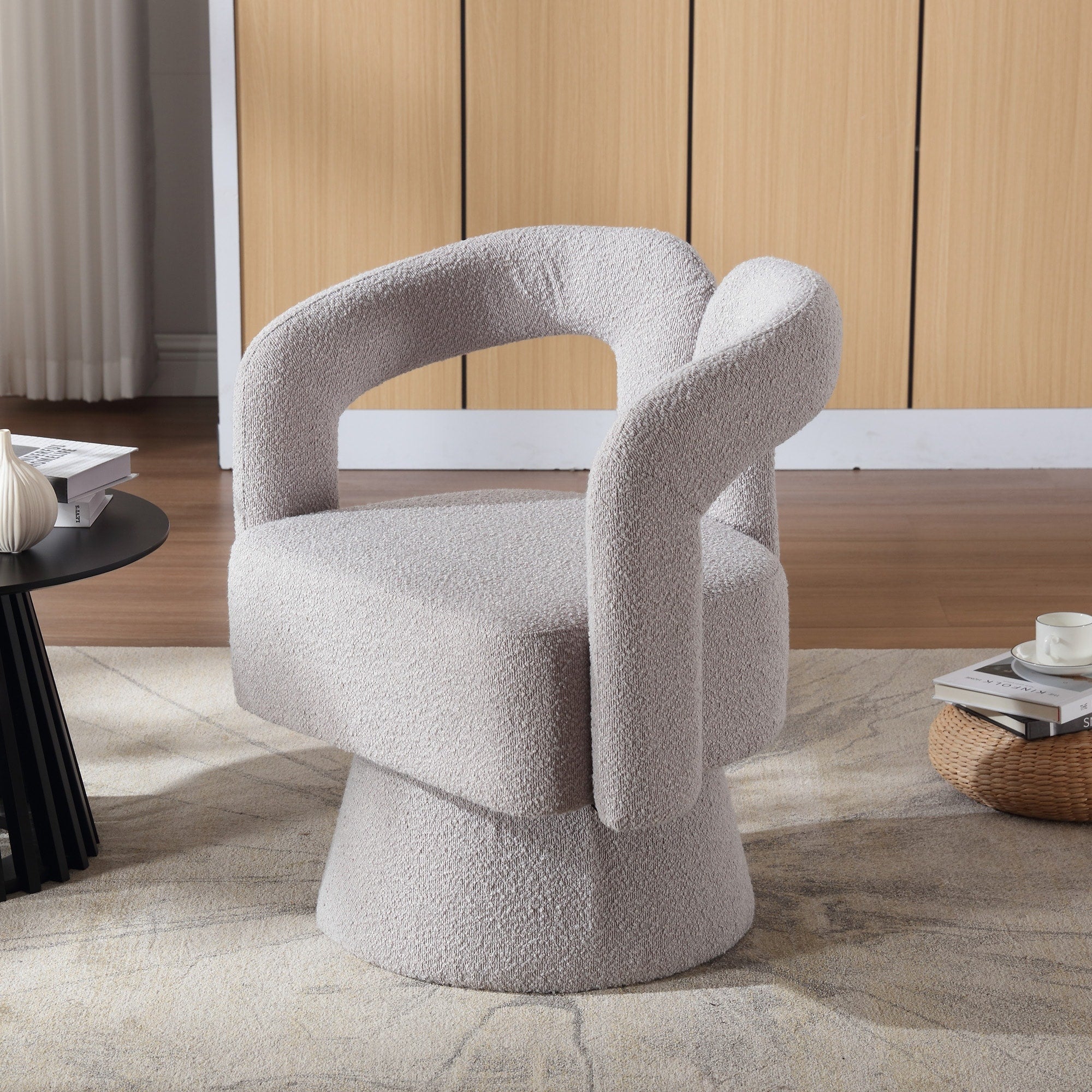 Fauteuils d'appoint pivotants à 360 degrés rembourrés Boucle de HOMEFUN