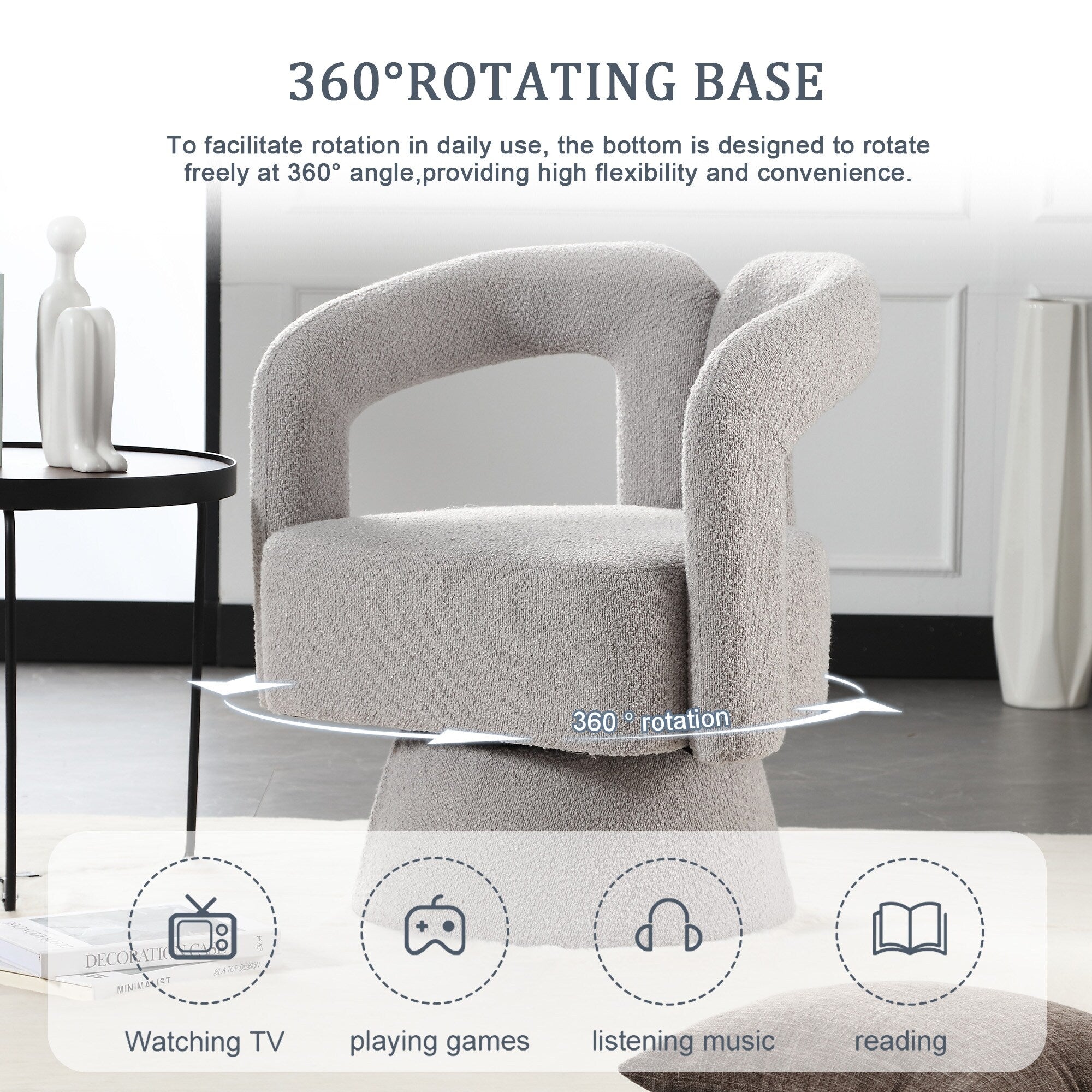 Fauteuils d'appoint pivotants à 360 degrés rembourrés Boucle de HOMEFUN